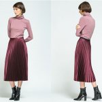 burgundy pleated skirt