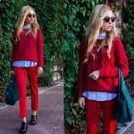 Red sweater with red pants photo
