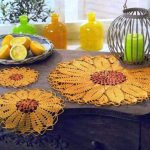 Unusual round crochet sunflower napkins