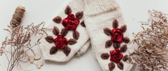 DIY embroidery on mittens according to the pattern